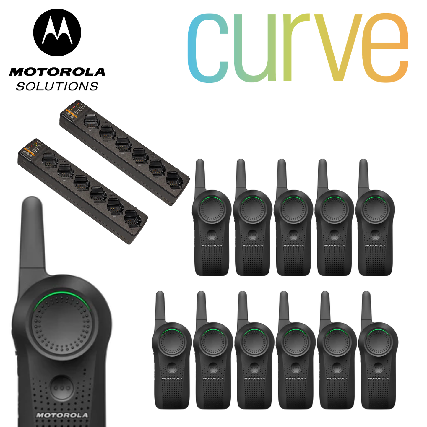 Motorola CURVE Enhanced Digital Radio Device 12 Pack + 2 x Motorola 6 Bay Charger