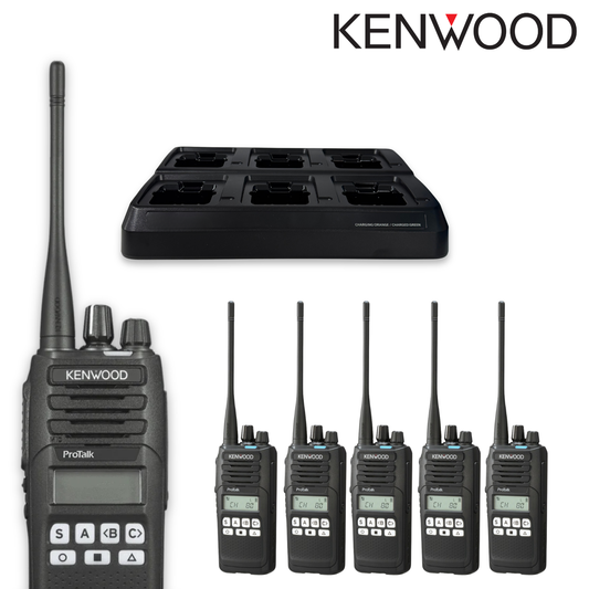 Kenwood TK3710 UHF 5 Watt CB Radio | 6 Pack Premium (Multi-Unit Charger)