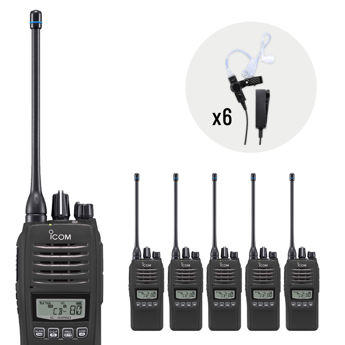 Icom IC-41 Pro 6 Pack | Earpieces (Security & Retail)