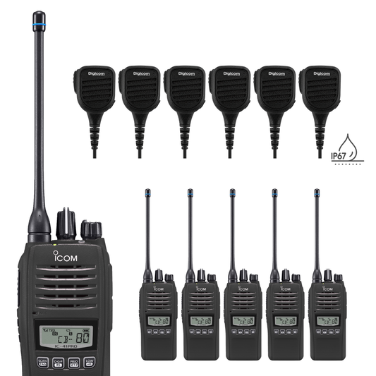 Icom IC-41 Pro 6 Pack | Waterproof Speaker Mics