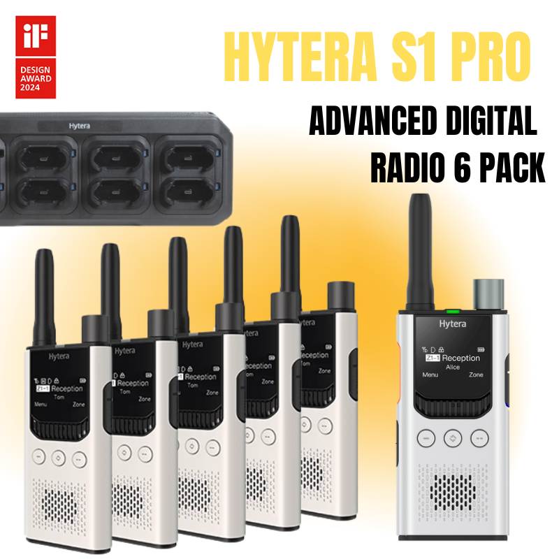 Hytera S1 Pro Enhanced Digital Radio Device 6 Pack + 1 x Hytera 8 Bay Charger